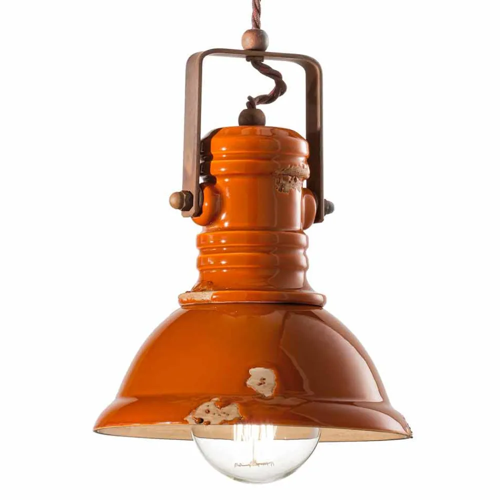 Ferroluce Pendelleuchten Vintage-Vintage Hängelampe aus Keramik Cameron im Retro Style