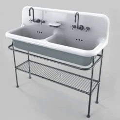 Viadurini Bathroom Vintage Waschbecken|Farbige Waschbecken-Vintage Keramik Waschbecken mit zwei Becken auf Struktur Calvin