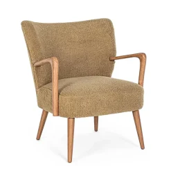 Viadurini Living Klassische Sessel-Vintage Rubberwood Sessel und Sitzfläche und Armlehnen in Wolloptik - Patrizia