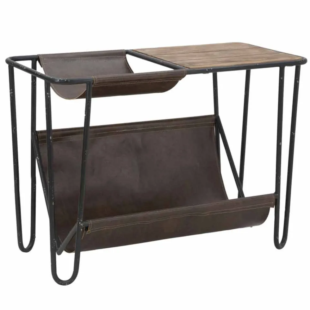 Viadurini Living Moderne Couchtische-Vintage Zeitungstisch aus Eisen und Kunstleder - Merica