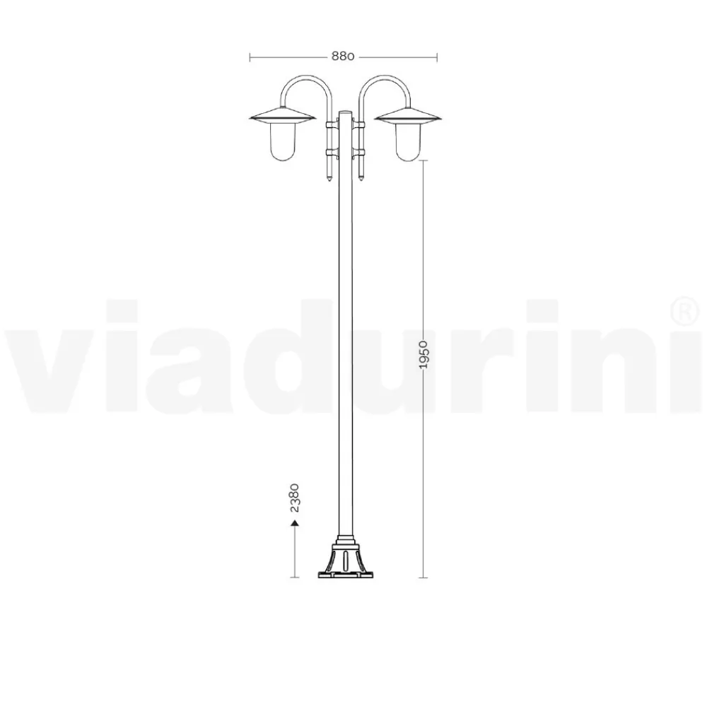 Viadurini Lighting Gartenlampion-Vintage-Gartenlampe mit 2 Lichtern aus Aluminium, hergestellt in Italien – Belen