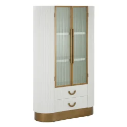 Viadurini Living Vitrinen-Vitrine aus Holz mit Aufsatz und abgerundeten Einsätzen mit 2 Türen und 2 Schubladen - Rachel