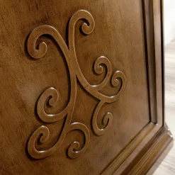 Viadurini Classic Vitrinen-Vitrine aus Holz mit patiniertem Walnuss-Finish und Liliendekor, hergestellt in Italien – Damen