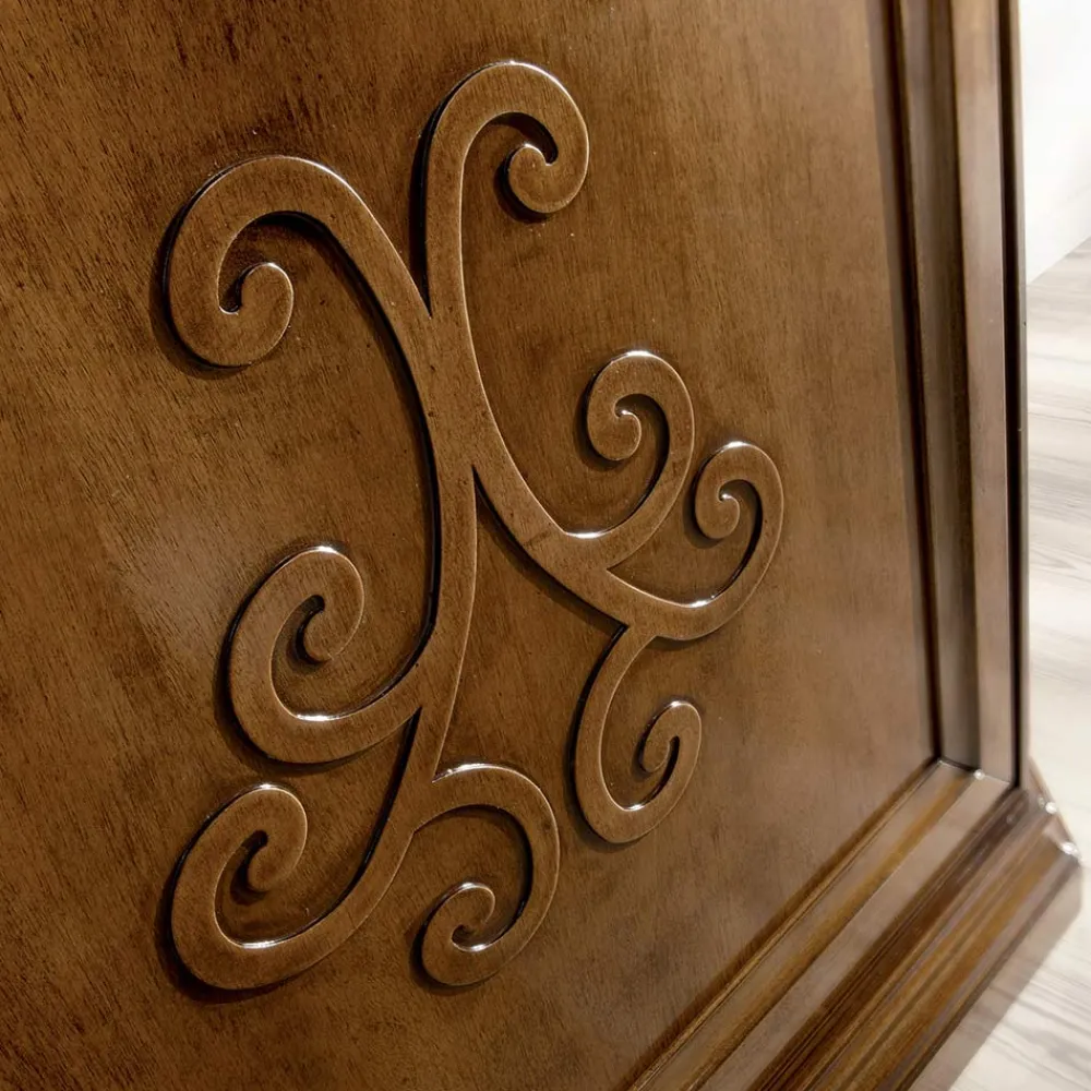 Viadurini Classic Vitrinen-Vitrine aus Holz mit patiniertem Walnuss-Finish und Liliendekor, hergestellt in Italien – Damen