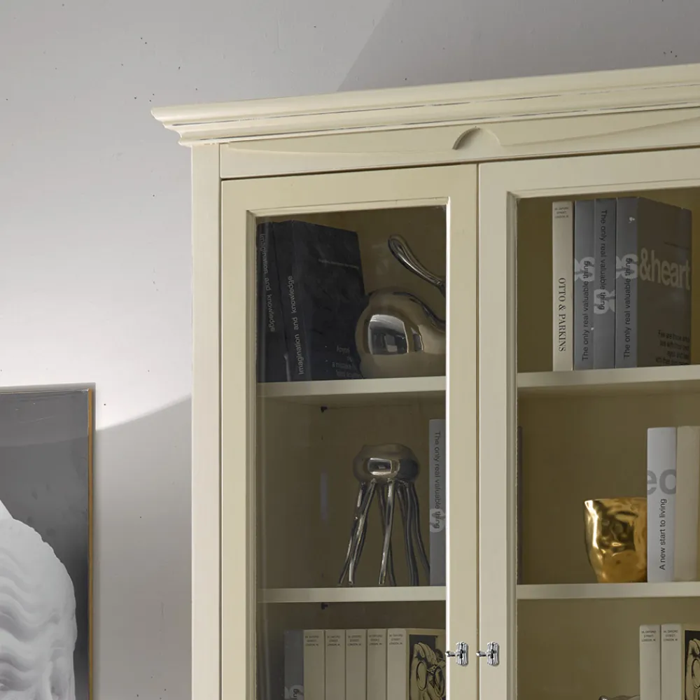 Viadurini Classic Vitrinen-Vitrine mit 2 Holztüren und 2 Glastüren Made in Italy – Fenrir