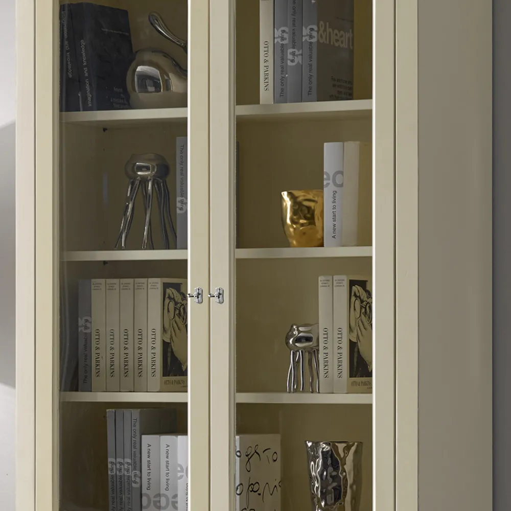 Viadurini Classic Vitrinen-Vitrine mit 2 Holztüren und 2 Glastüren Made in Italy – Fenrir