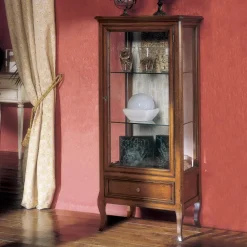 Viadurini Classic Vitrinen-Vitrine mit 1 Schublade, 1 Tür und Glasböden, hergestellt in Italien – Anansi