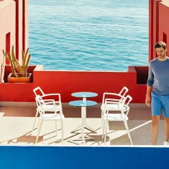 Vondom Gartenstühle Kunststoff-Delta Outdoor Stuhl aus Polypropylen, modernes Design, 4 Stück
