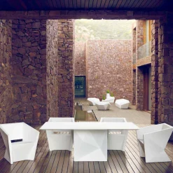 Vondom Gartentische Fest-Faz weiß lackierter Außentisch, 200x100 cm, modernes Design