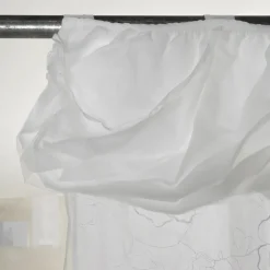 Viadurini Textile Leinenvorhänge-Vorhang aus weißem Leinen und Organza mit eleganter Rosenstickerei - Mariarosa