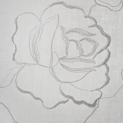 Viadurini Textile Leinenvorhänge-Vorhang aus weißem Leinen und Organza mit eleganter Rosenstickerei - Mariarosa