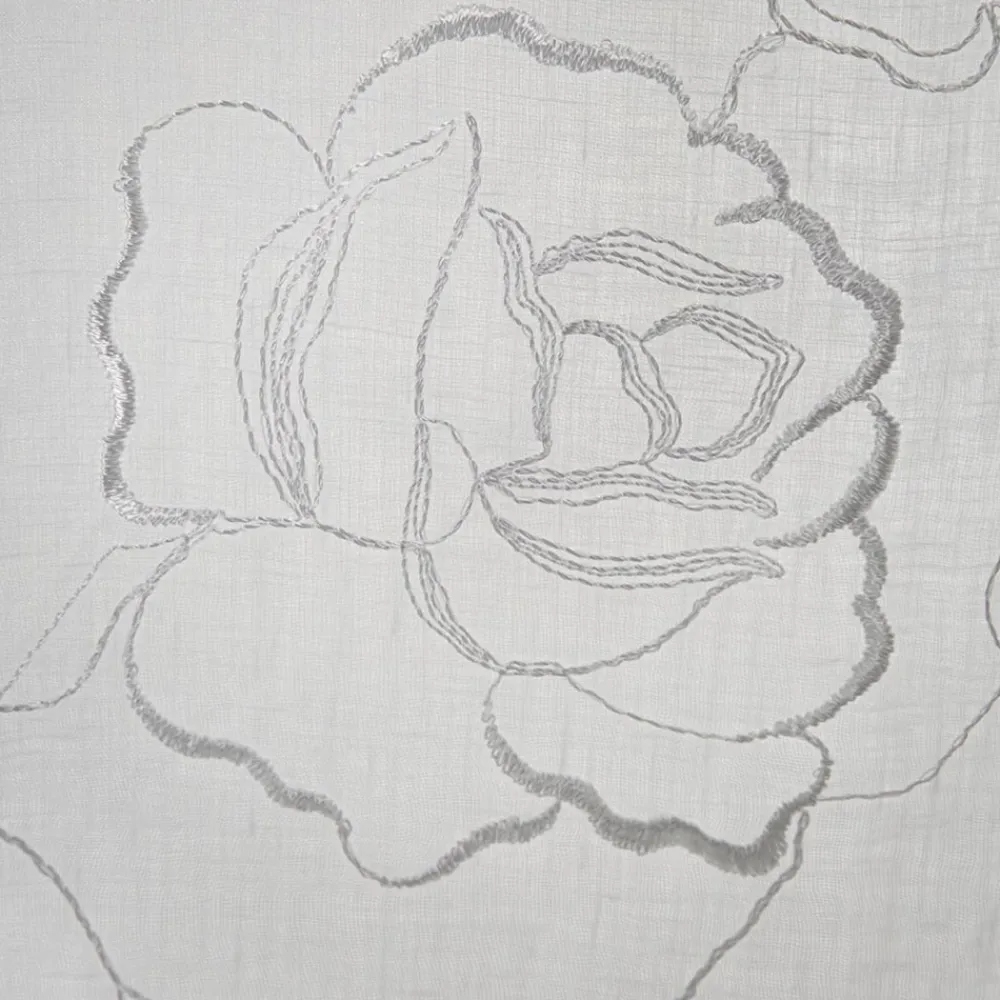 Viadurini Textile Leinenvorhänge-Vorhang aus weißem Leinen und Organza mit eleganter Rosenstickerei - Mariarosa