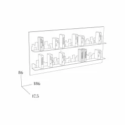 Mabele Moderne Design Bücherregale-Wand Bücherschrank vom Design Maße 186x86 , modell Skyline, handgefertigt