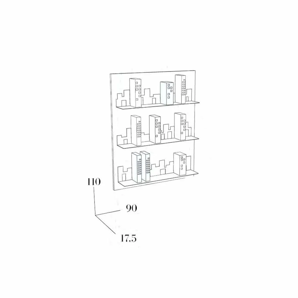 Mabele Moderne Design Bücherregale-Wand Design Bücherschrank Maße 90x110 , modell Skyline, handgefertigt
