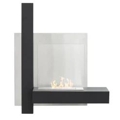 Viadurini Fire Design Wandkamine Bioethanol-Wand-Bioethanol-Bio-Kamin aus schwarzem Metall und gehärtetem Glas - Martin