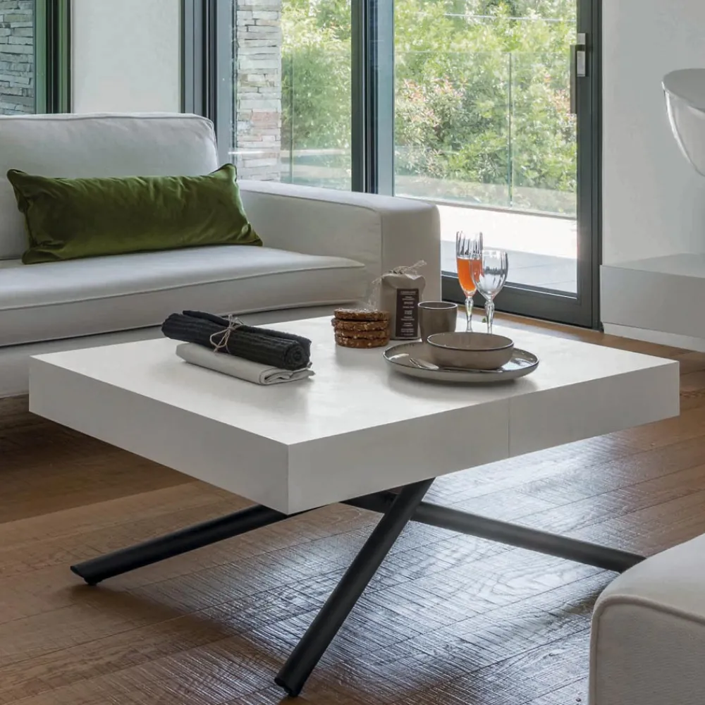 Viadurini Living Tisch Höhenverstellbar-Wandelbarer Couchtisch aus Holz und Metall, Made in Italy - Sanrocco