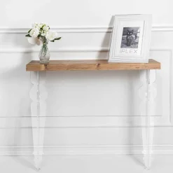 Viadurini Living Konsolentisch Flur-Wandkonsole aus transparentem Plexiglas und Holz Made in Italy - Betone