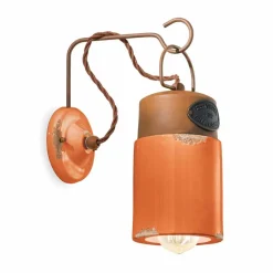 Ferroluce Vintage Wandleuchten-Wandlampe aus Keramik und Rosteisen Desiree
