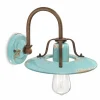 Ferroluce Vintage Wandleuchten-Wandlampe Country aus Metall und Keramik Gladys