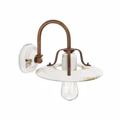 Ferroluce Vintage Wandleuchten-Wandlampe Country aus Metall und Keramik Gladys