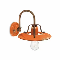 Ferroluce Vintage Wandleuchten-Wandlampe Country aus Metall und Keramik Gladys