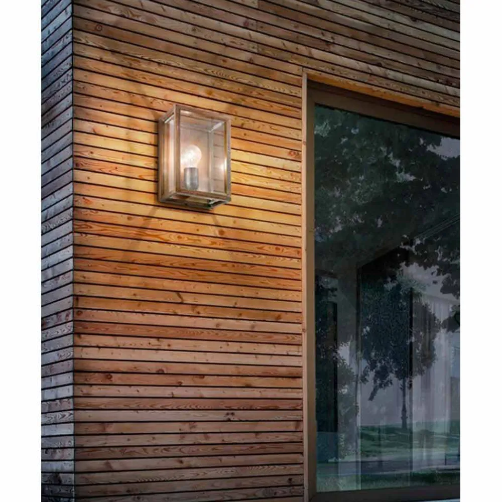 Il Fanale Vintage Wandleuchten-Wandlampe groß aus Messing und Glas im Industrial Design Quadro von