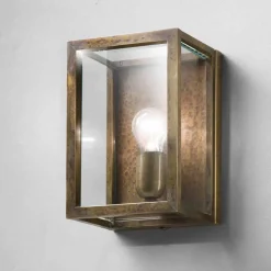 Il Fanale Vintage Wandleuchten-Wandlampe groß aus Messing und Glas im Industrial Design Quadro von