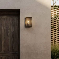 Il Fanale Vintage Wandleuchten-Wandlampe groß aus Messing und Glas im Industrial Design Quadro von