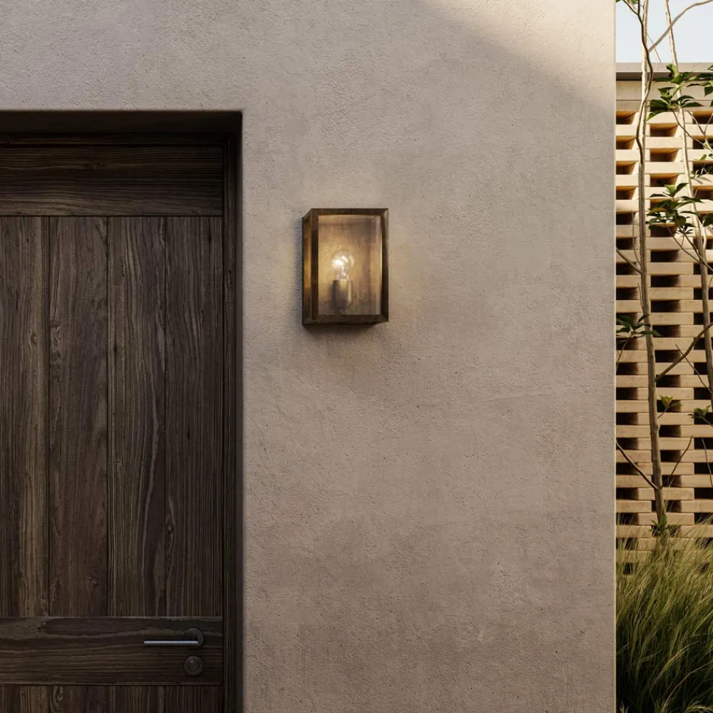 Il Fanale Vintage Wandleuchten-Wandlampe groß aus Messing und Glas im Industrial Design Quadro von