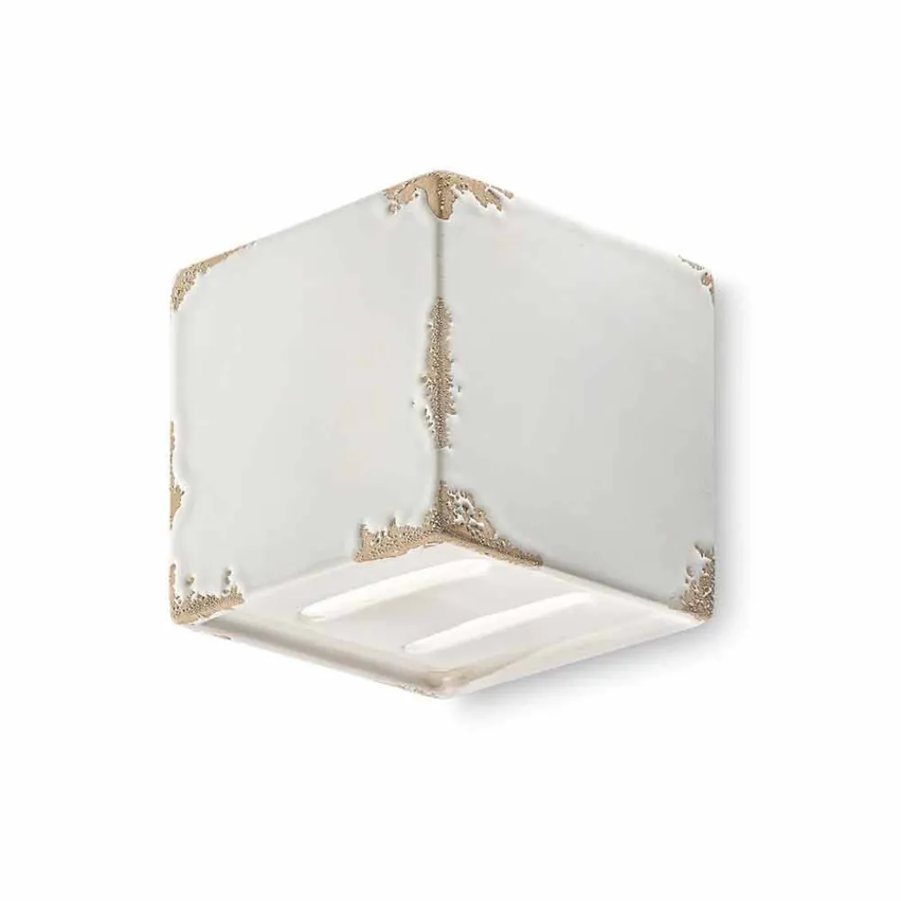 Ferroluce Klassische Wandleuchten-Wandlampe im Vintage Design würfelförmig aus Keramik Connie