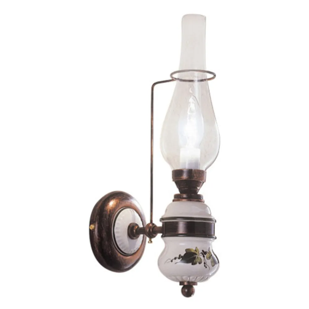 Ferroluce Vintage Wandleuchten-Wandlampe im Vintage-Design aus handbemaltem Eisen und Keramik - Pompeji