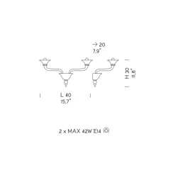 Viadurini Lighting Moderne Wandleuchten-Wandlampe mit 2 Lichtern aus handgefertigtem venezianischem Glas - Ismail