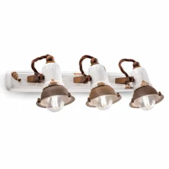 Ferroluce Vintage Wandleuchten-Wandlampe 3-Strahler verstellbar aus Keramik und Metall Lacey