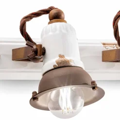 Ferroluce Vintage Wandleuchten-Wandlampe 3-Strahler verstellbar aus Keramik und Metall Lacey