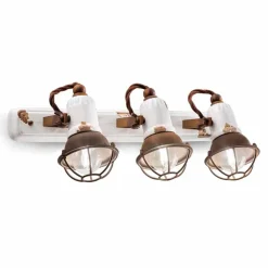 Ferroluce Vintage Wandleuchten-Wandlampe 3-Strahler verstellbar aus Keramik und Metall Lacey