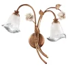 Ferroluce Vintage Wandleuchten-Wandleuchte 2 Leuchten aus Eisen und Glas mit Rose aus Keramik - Siena