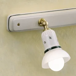 Ferroluce Vintage Wandleuchten-Wandleuchte 2 oder 3 Strahler Messing und handbemalte Keramik - Savona