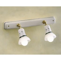 Ferroluce Vintage Wandleuchten-Wandleuchte 2 oder 3 Strahler Messing und handbemalte Keramik - Savona