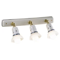 Ferroluce Vintage Wandleuchten-Wandleuchte 2 oder 3 Strahler Messing und handbemalte Keramik - Savona