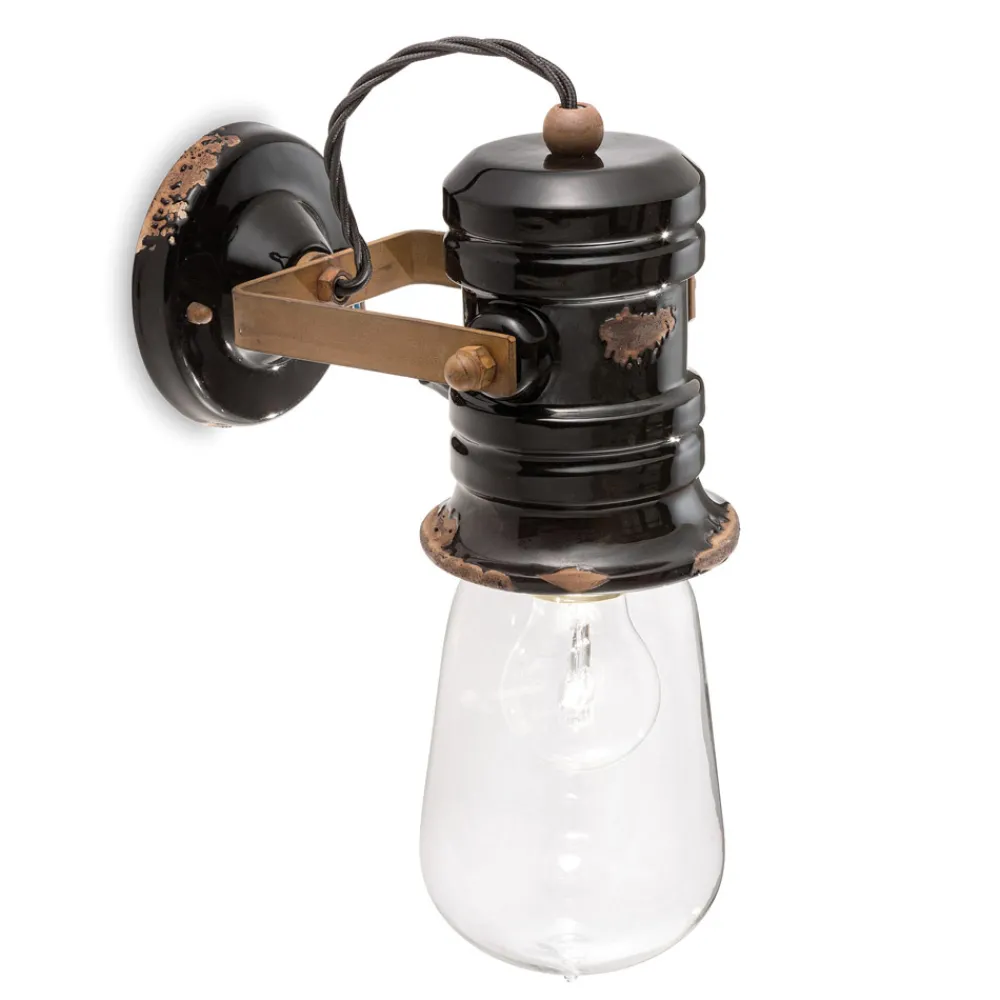 Ferroluce Wandleuchte Industrial-Wandleuchte aus Eisen und industrieller handgefertigter Keramik - Urban