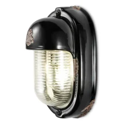 Ferroluce Wandleuchte Industrial-Wandleuchte aus handgefertigter Keramik und vertikalem Industrieeisen - Vintage