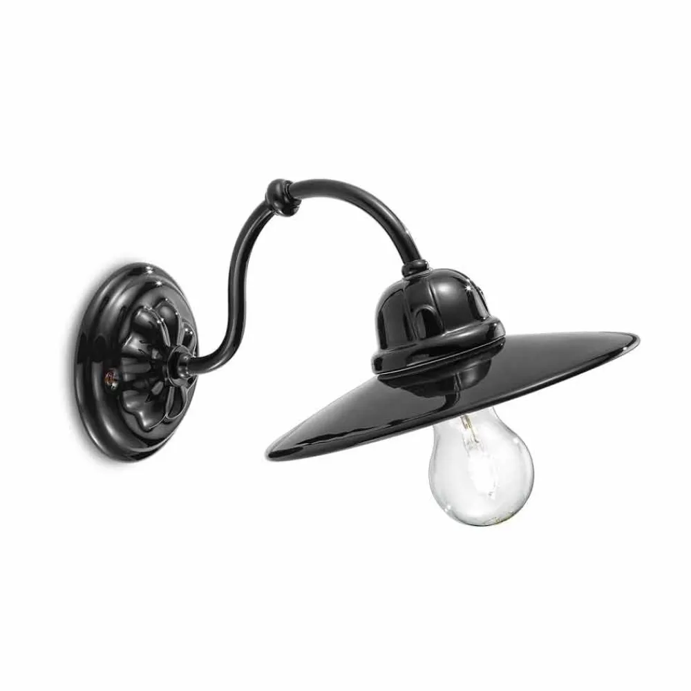 Ferroluce Klassische Wandleuchten-Wandleuchte aus Keramik hochglänzend Retro