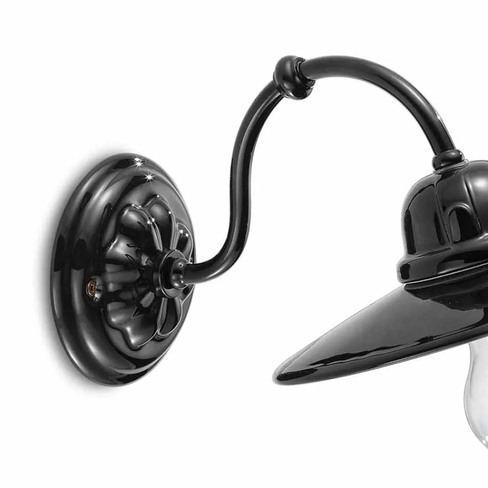 Ferroluce Klassische Wandleuchten-Wandleuchte aus Keramik hochglänzend Retro