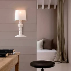 Viadurini Lighting Design Wandleuchten-Wandleuchte aus lackierbarer Keramik und Lampenschirm aus weißem Leinen - Cadabra