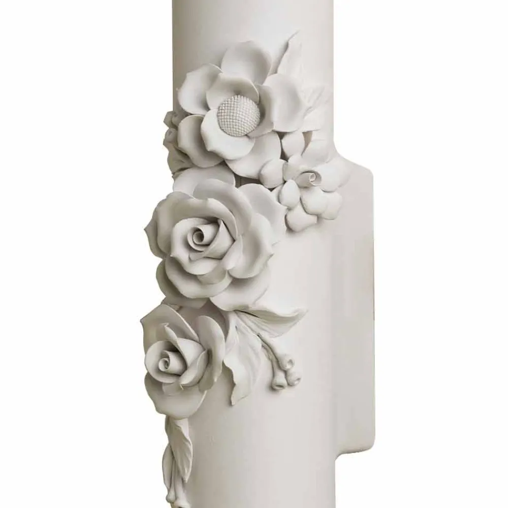 Viadurini Lighting Design Wandleuchten-Wandleuchte aus mattweißer Keramik mit dekorativen Blumen - Revolution