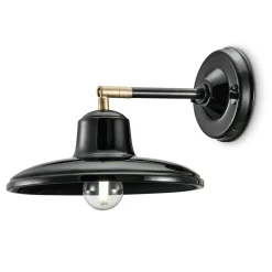 Ferroluce Wandleuchte Industrial-Wandleuchte aus schwarzer Keramik und Eisen im industriellen Vintage-Design - Bew