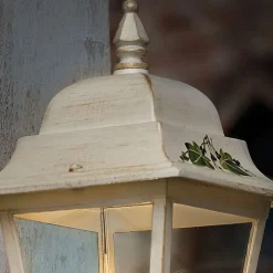 Ferroluce Garten-Wandlampen-Wandleuchte aus weißem Aluminium und handgemalter Dekoration - Gorizia