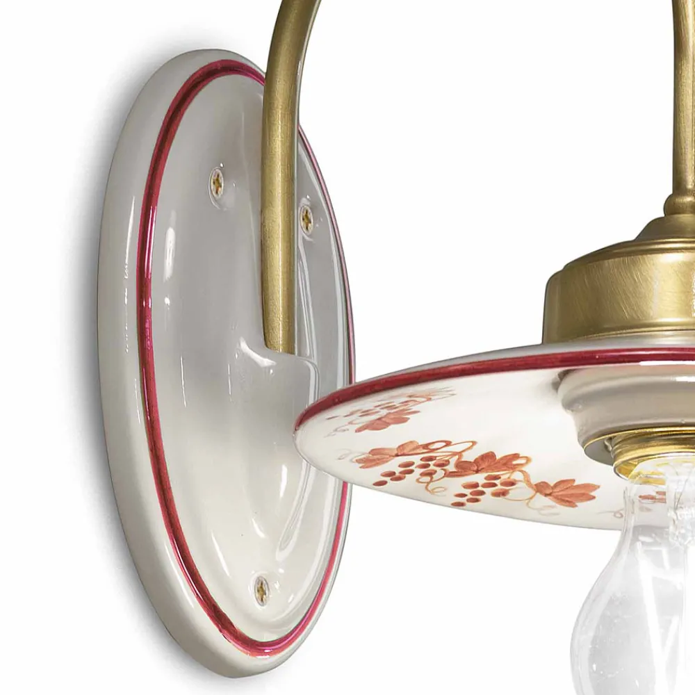 Ferroluce Vintage Wandleuchten-Wandleuchte im Vintage-Design aus Eisen und handbemalter Keramik - Asti