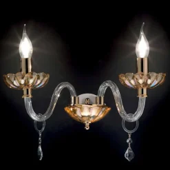 Viadurini Lighting Klassische Wandleuchten-Wandleuchte mit 2 Leuchten, klassisches Design in Belle Kristall und Glas