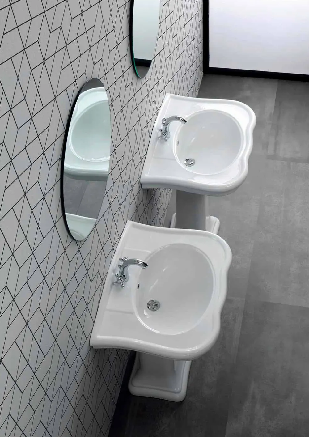 Viadurini Bathroom Keramikwaschbecken-Wandmontage oder mit Säule Waschbecken in Keramik 70cm Made in Italy Avise